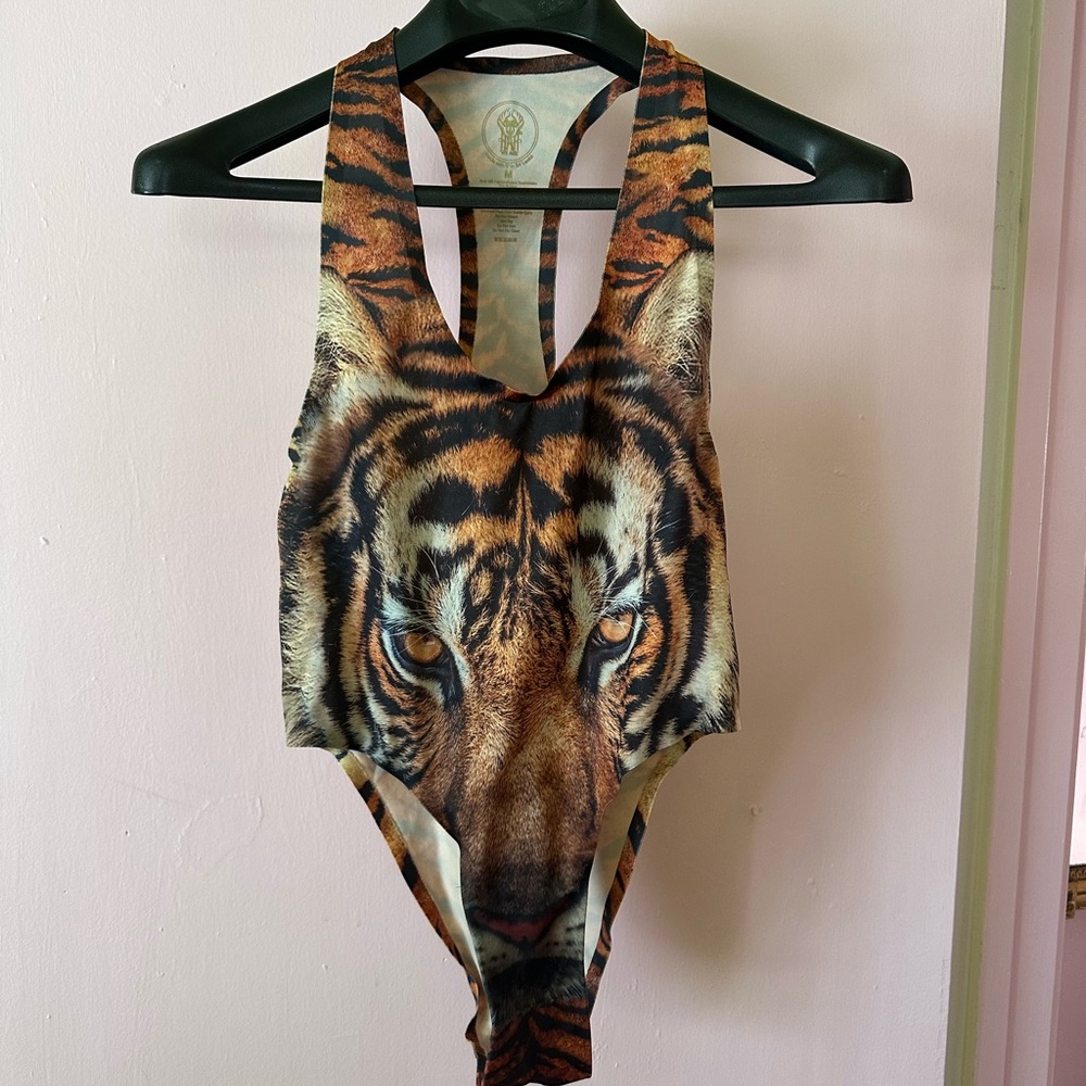 Tiger Print One Piece Swimsuit - Picture 3 of 6